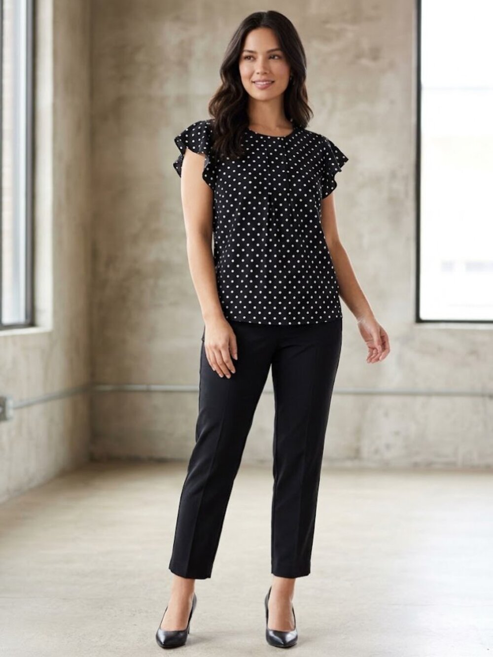 Worthington Petite Black & White Polka Dot Blouse – PL